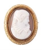 A mid Victorian shell cameo brooch