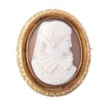 A mid Victorian shell cameo brooch