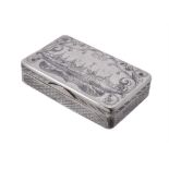 A Russian silver and niello rectangular snuff box