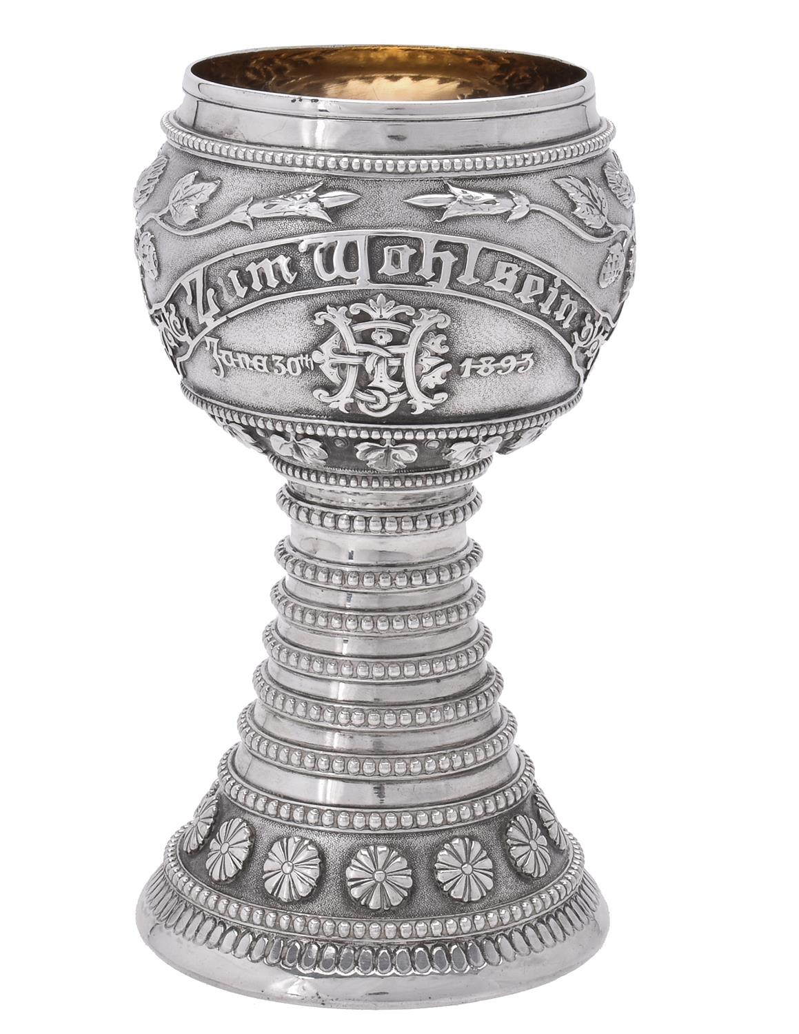 A Victorian silver chased goblet by Dobson & Sons