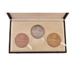 Great Western Railway, 150th Anniversary 1985, set of three large medals in 9ct gold, silver and bro