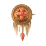Y A mid Victorian gold and coral brooch