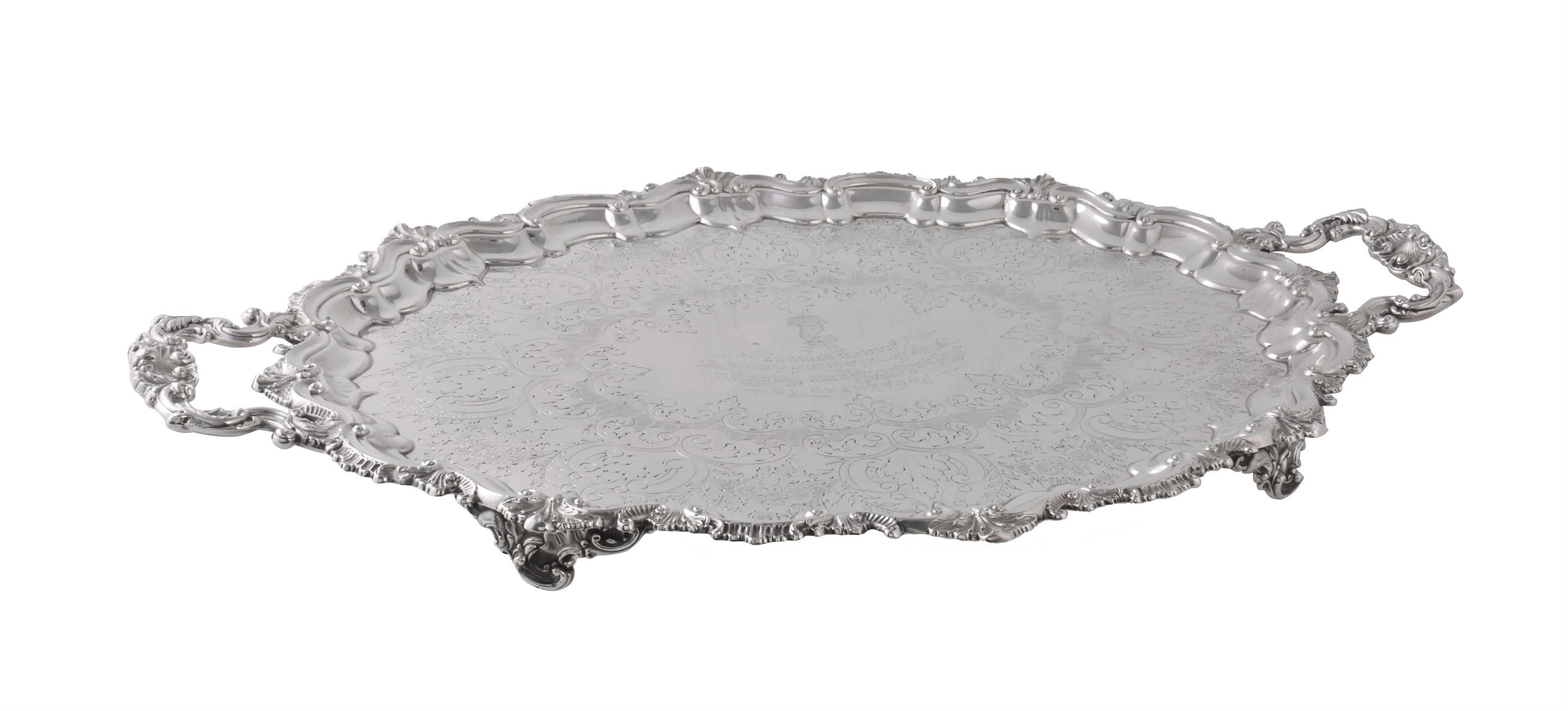 An Edwardian silver twin handled shaped oval tray by Barker Brothers - Image 3 of 3