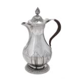 A George III silver baluster reeded coffee pot by Daniel Smith & Robert Sharp