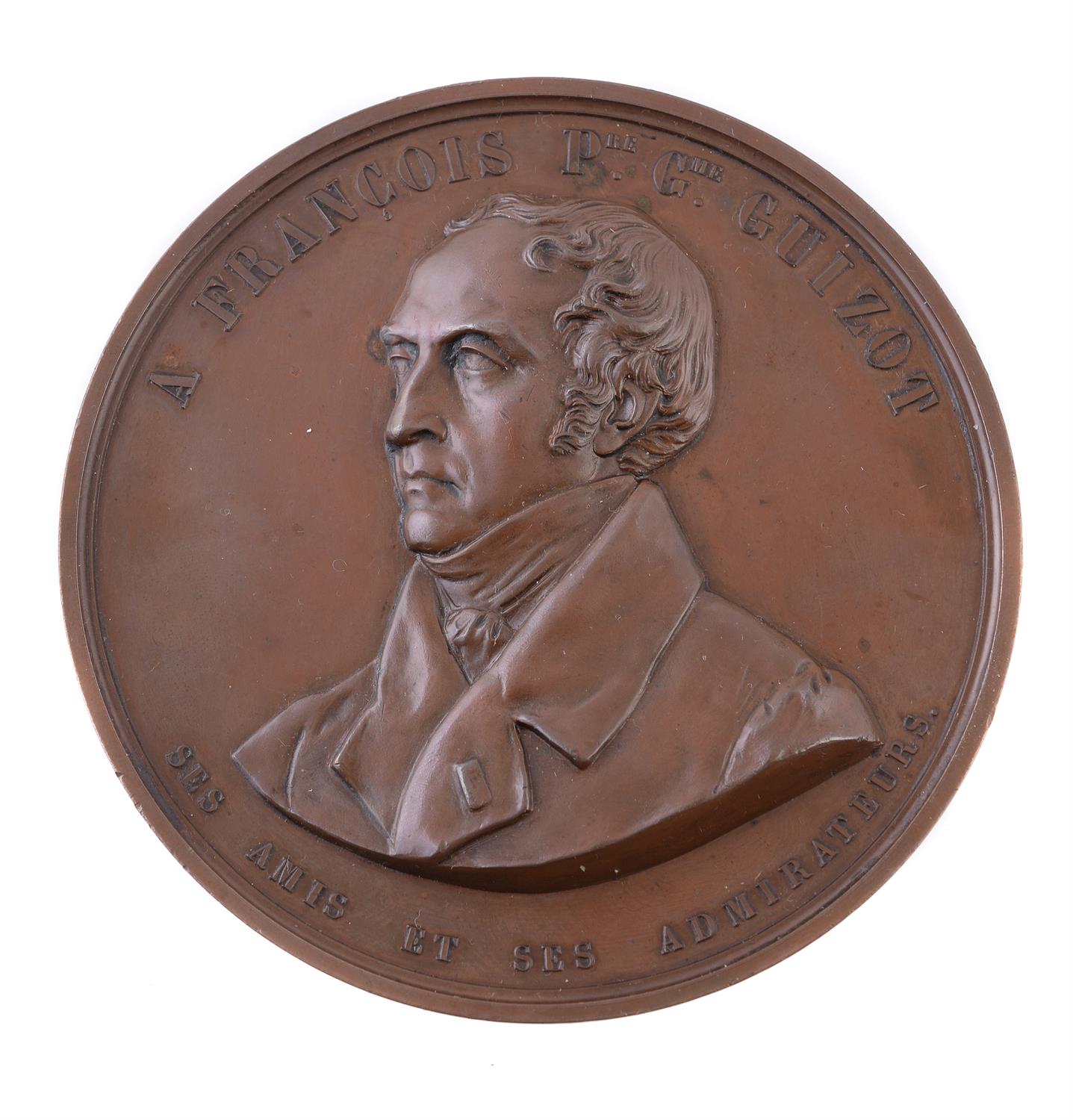 France, Francois Guizot 1844, large bronze laudatory medal by J Feuchere - Image 2 of 2