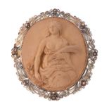 A mid 19th century lava cameo brooch of Ceres