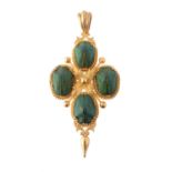 A mid Victorian gold and scarab beetle pendant
