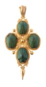 A mid Victorian gold and scarab beetle pendant