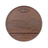 Switzerland, Mont Blanc Tunnel opened 1862, bronze medal by A Bovy