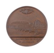 Switzerland, Mont Blanc Tunnel opened 1862, bronze medal by A Bovy