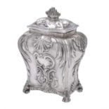 A Victorian silver oblong baluster tea caddy by Thomas Bradbury & Sons