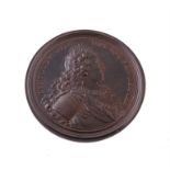 France, Lorraine, Leopold I, Construction of New Roads 1727, bronze medal by F de St Urbain