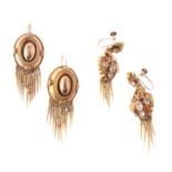 A pair of Regency gold foliate ear pendants