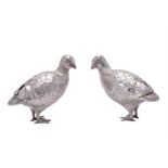 A pair of silver models of grouse by Crichton Brothers