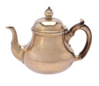 Y A Victorian silver gilt baluster bachelor tea pot by R. & S. Garrard & Co.