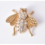 A diamond set fly brooch