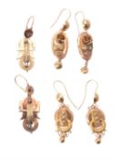 A pair of late 19th century Continental ear pendants