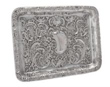 An Edwardian silver rectangular tray by Walker & Hall