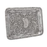 An Edwardian silver rectangular tray by Walker & Hall