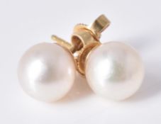 A pair of cultured pearl ear studs