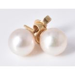 A pair of cultured pearl ear studs