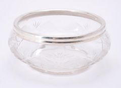 A silver mounted cut glass bowl