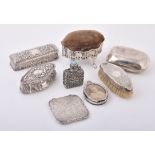 A collection of silver and silver mounted items