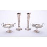 A pair of oval twin handled pedestal dishes