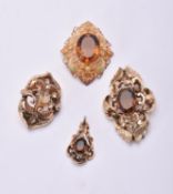 A mid Victorian smokey quartz brooch