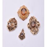 A mid Victorian smokey quartz brooch