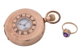 Elgin, Gold plated keyless wind half hunter pocket watch