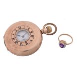 Elgin, Gold plated keyless wind half hunter pocket watch