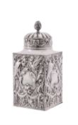 A Victorian silver rectangular tea caddy by William Comyns