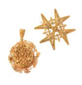 A 19th century gold filigree Maltese cross brooch