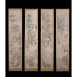 A set of four Japanese painted panels