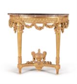 A Louis XVI carved giltwood console table