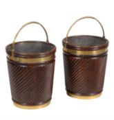 A pair of mahogany and brass bound peat buckets in George III Irish style