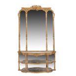 A Victorian giltwood and composition mirror and console table