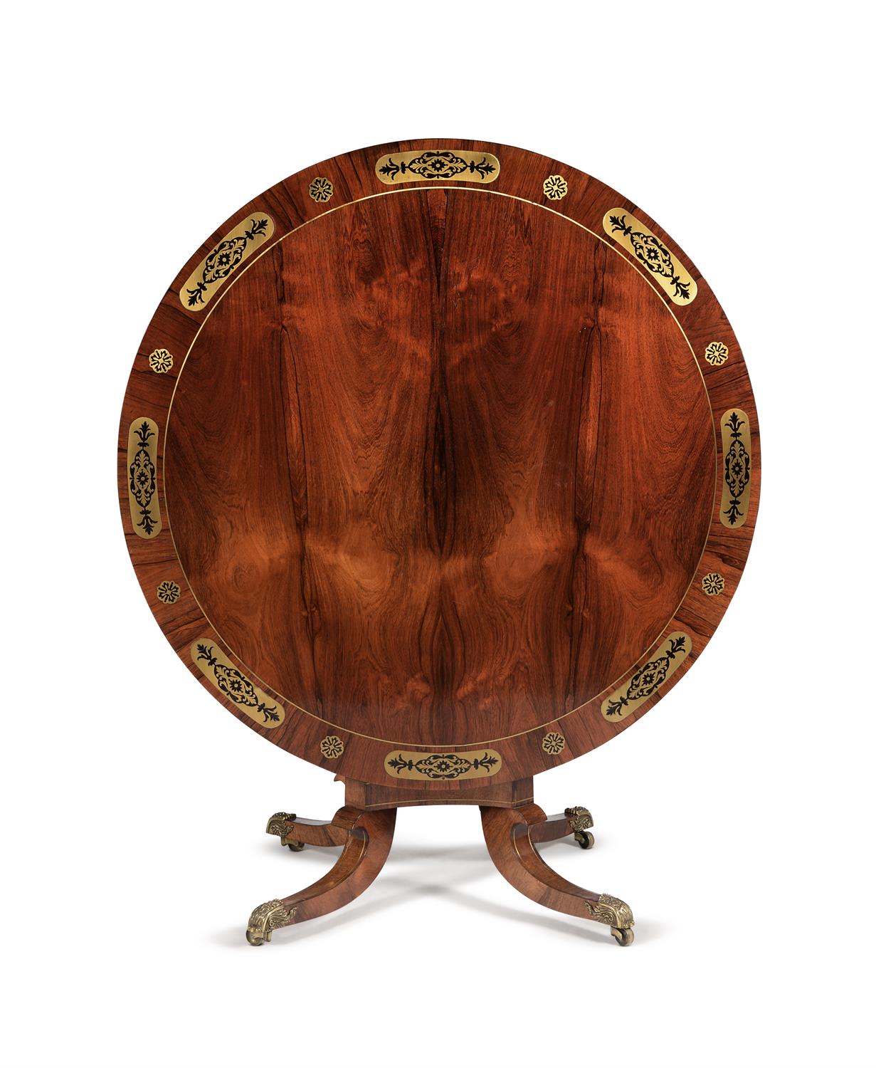Y Y A Regency rosewood and brass inlaid circular centre table - Image 2 of 5