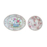 A Chinese famille rose oval dish