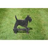 A late Victorian or Edwardian cast iron bootscrape in the form of a Scottish terrier