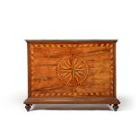 A Continental walnut and 'star burst' marquetry commode
