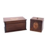 A George III yew and satinwood inlaid tea caddy