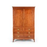 A George III mahogany and satinwood linen press