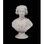 A composite marble bust of a maiden in 19th century style