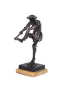 After Jean Bulio (French, 1827-1911), a patinated bronze model of a musician satyr
