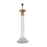 A cut and moulded glass columnar table lamp