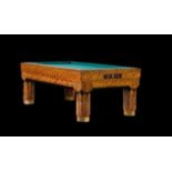 A Continental satin birch and inlaid billiard table