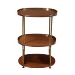 An oak and brass mounted three tier etagere