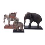 An Indian polychrome painted carved wood model of an Elephant